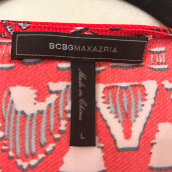 BCBGMaxAzaria Red Short Sleeve Wrap Dress, Size L - Picture 7 of 11